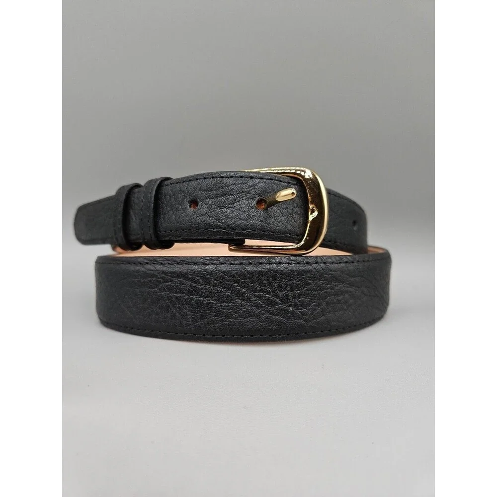 Hand Crafted Shrunken Bull Black Crescent Leather Belt 35 USA Made 1-1/4